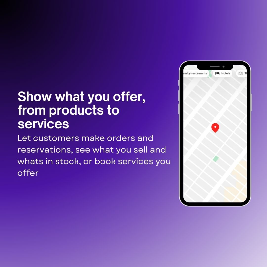 Google Business Profile listing shown on a phone, with the business pinned on the map